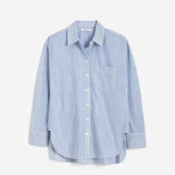 Madewell Poplin Side-Panel Shirt
Double Weave Blue and White Stripe
Size Large - Picture 2 of 6